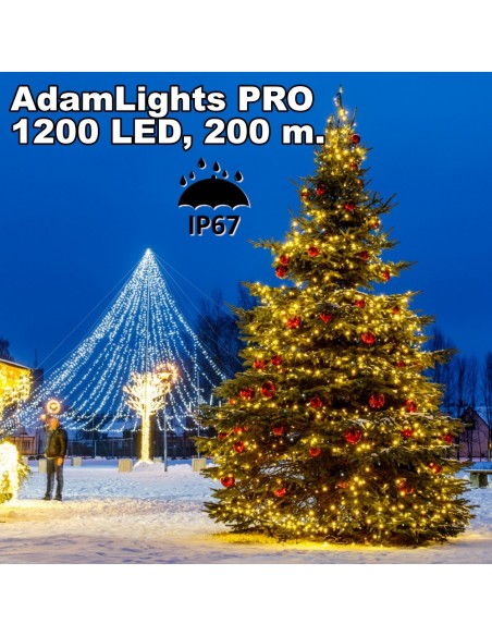 Profesionali AdamLights smulkių lempučių lauko girlianda | IP67, 1200 LED, 200 m.