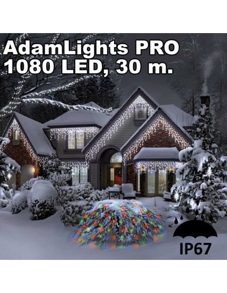 Profesionali AdamLights lauko girlianda varvekliai | IP67, 1080 LED, 3000 x 50 cm