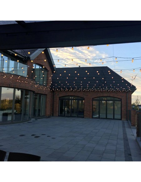 10 m ilgio keičiamų E-27 cokolio LED lempučių girlianda | IP67, 10 cokolių (kas 100 cm)