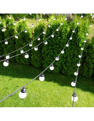 10 m ilgio keičiamų E-27 cokolio LED lempučių girlianda | IP67, 20 cokolių (kas 50 cm)