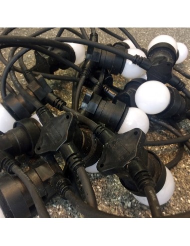 10 m ilgio keičiamų E-27 cokolio LED lempučių girlianda | IP67, 30 cokolių (kas 33 cm)