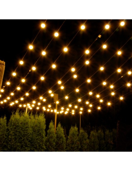 10 m ilgio keičiamų E-27 cokolio LED lempučių girlianda | IP67, 30 cokolių (kas 33 cm)